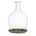 Szklana kopuła doniczka W-258 2X cięte+podstawka ceramiczna H:34cm D:23cm